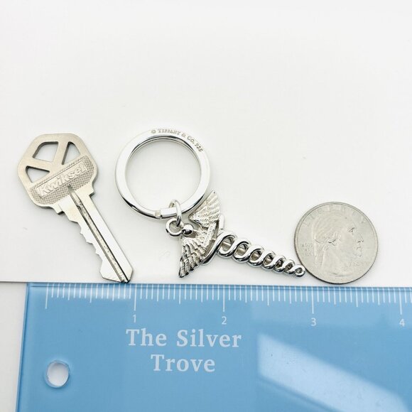 Tiffany & Co Caduceus Key Ring in Sterling Silver Doctor Keyring Keychain - Picture 6 of 6
